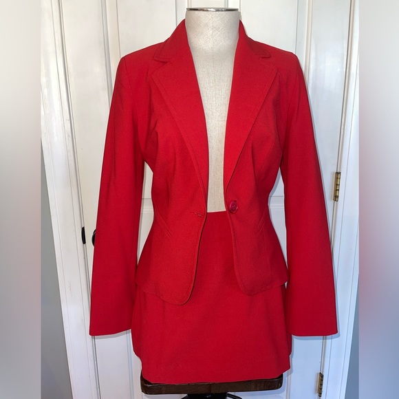 bebe Skirts Vintage 9sy2k Bebe Red Mini Skirt Blazer Suit Set